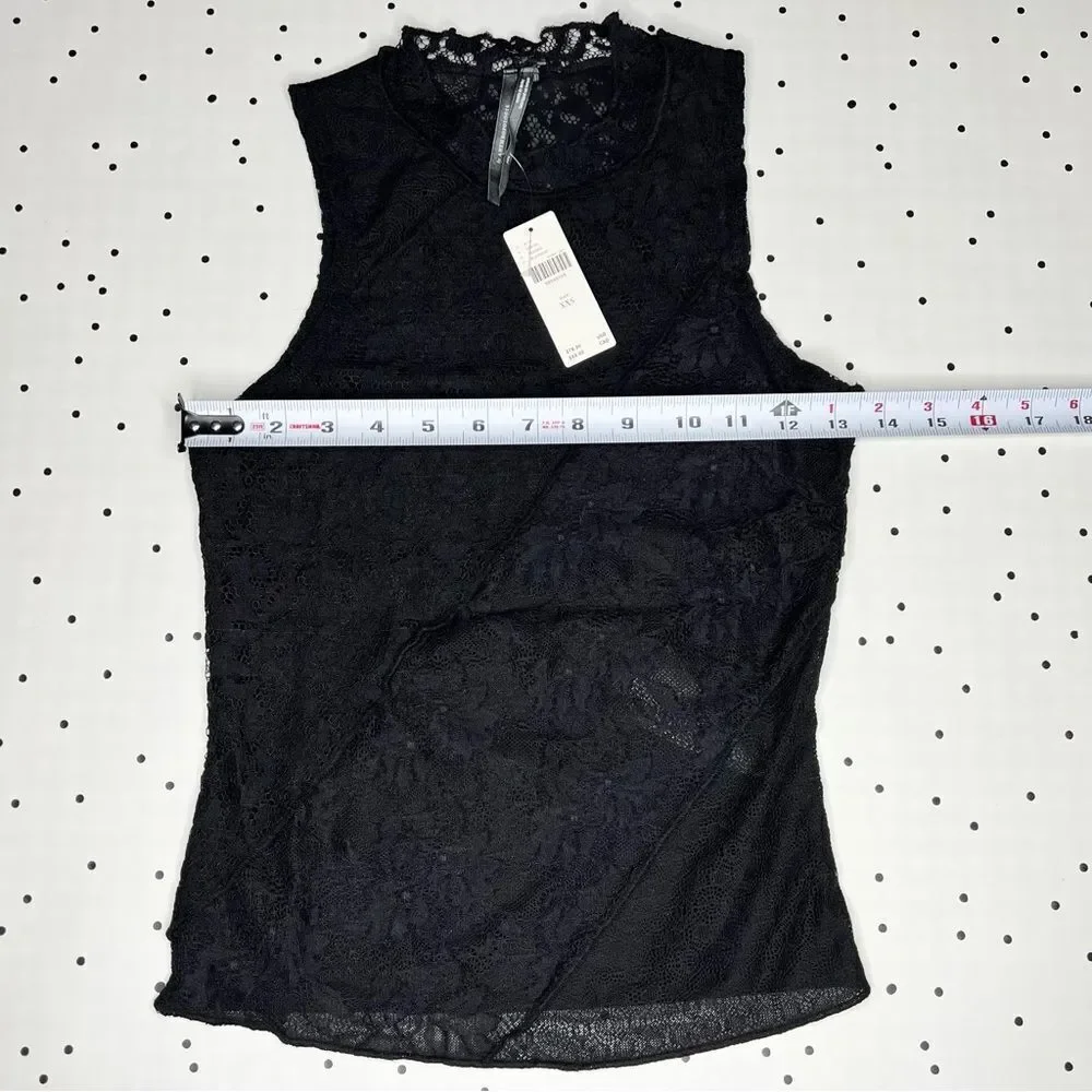 🖤 Anthropologie 🖤 Lace Mock Neck Tank Black NEW - Picture 8 of 14